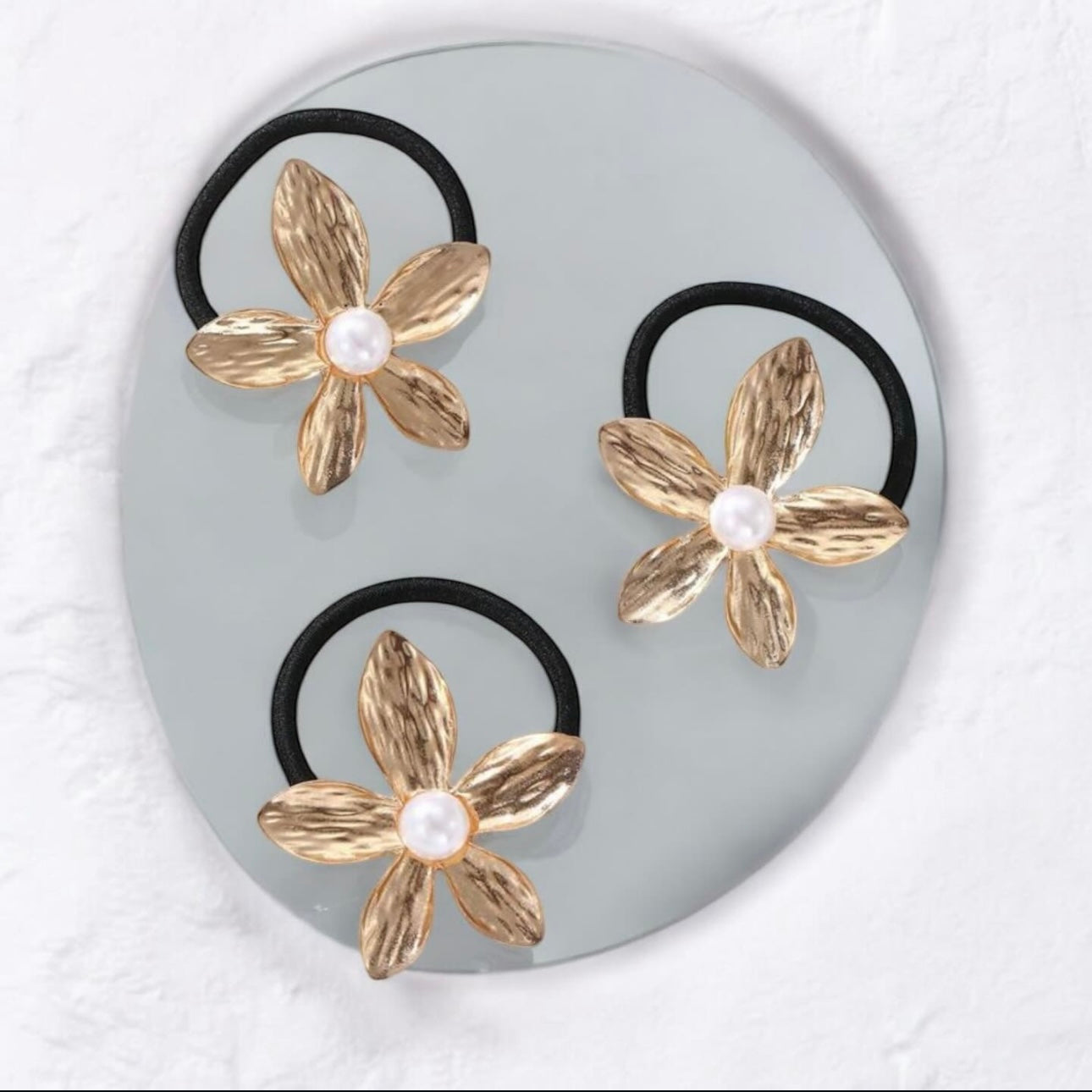 3pc Metal 5-petal flower hair ties