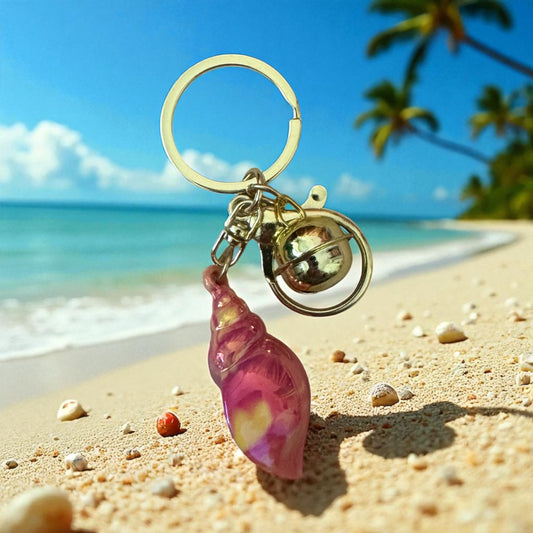 Pink shell keychain